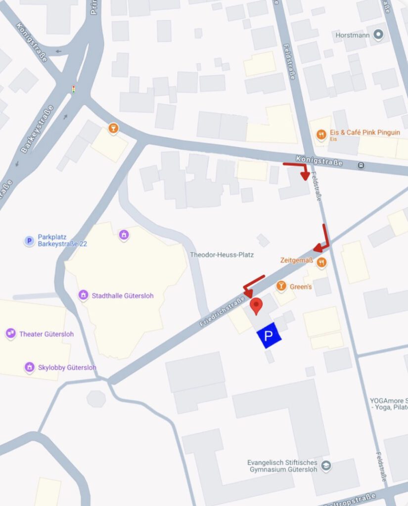 Übersichtskarte zur Anfahrt in Gütersloh